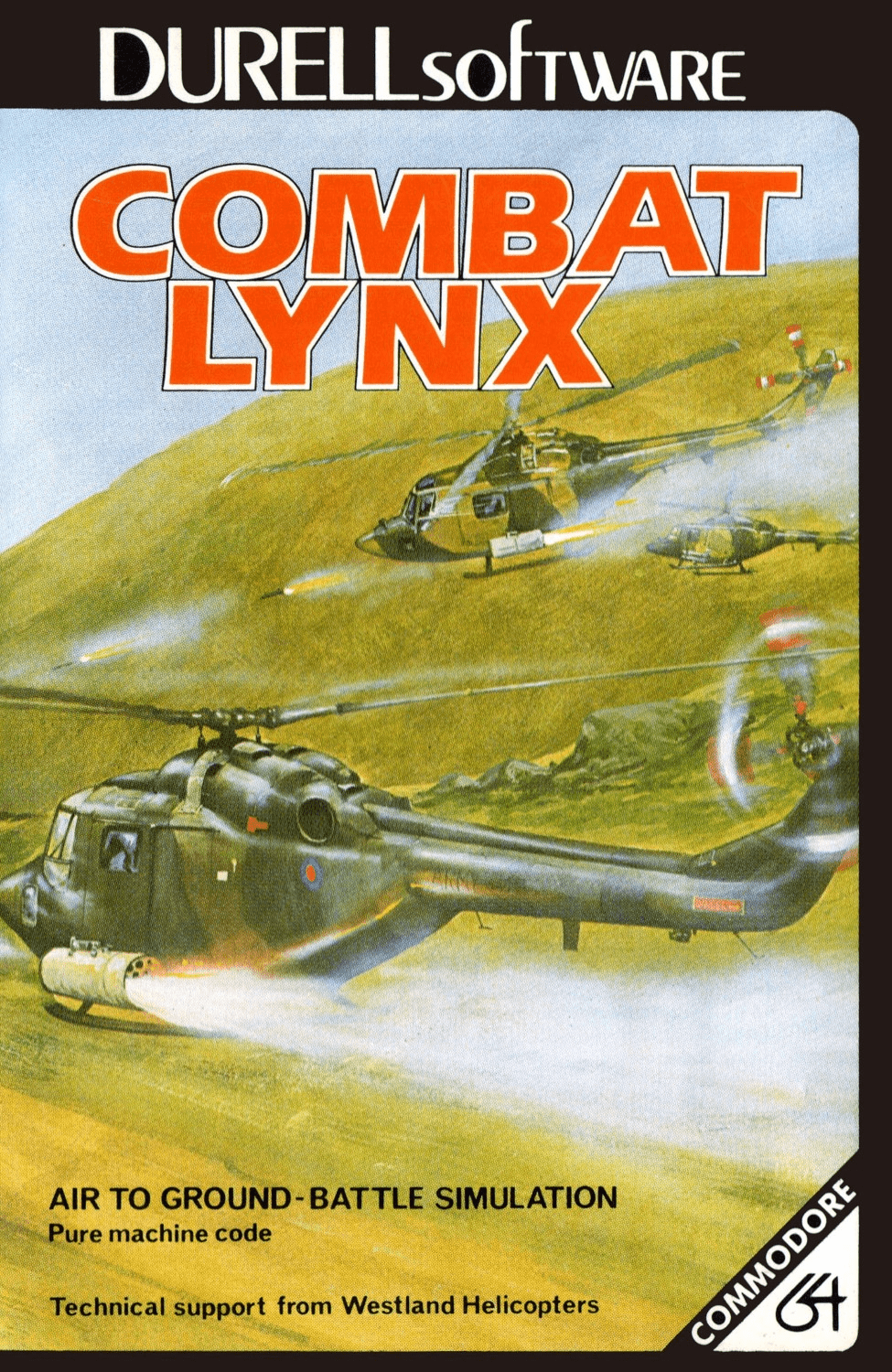 Combat Lynx and White Viper box art for Commodore 64
